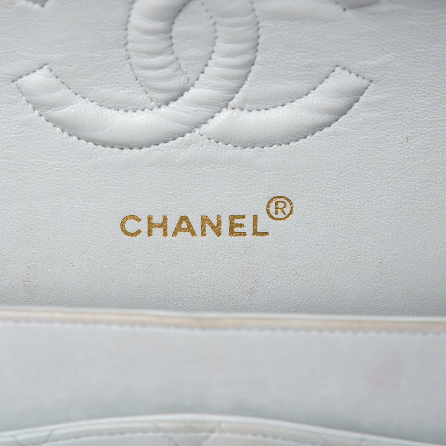 Lambskin Quilted Medium Double Flap Light Blue