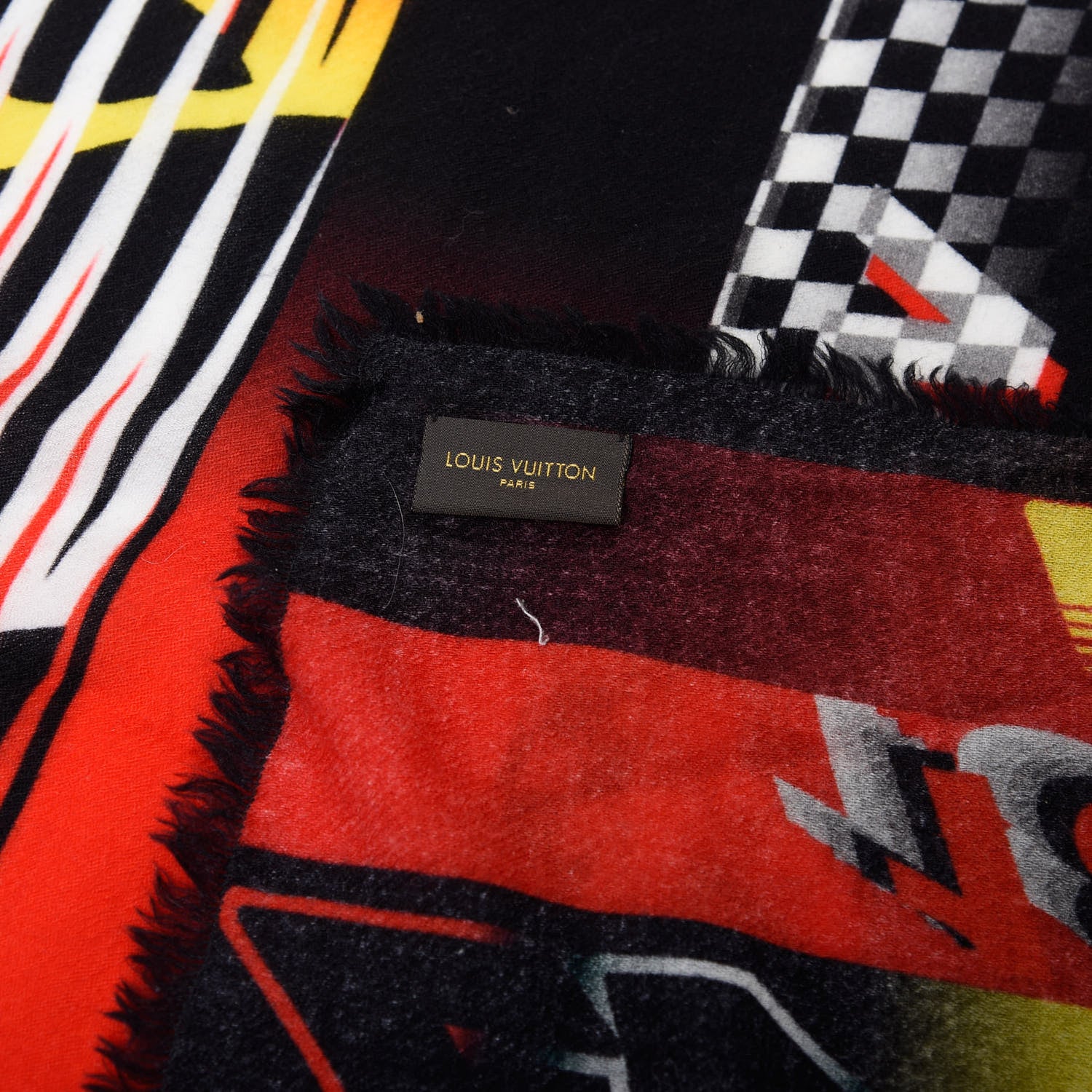 Louis Vuitton Wool Monogram Speedy Race Stole Red 2 of 4