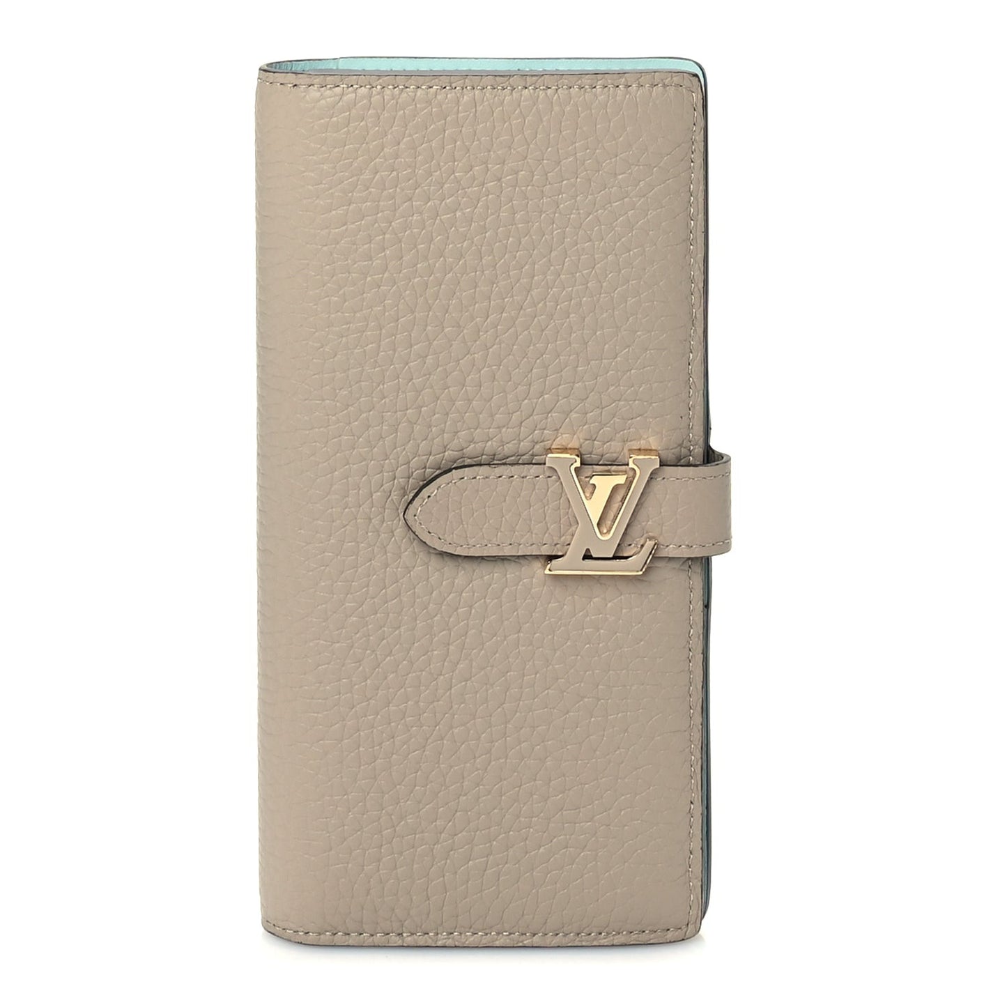 Taurillon LV Vertical Capucines Wallet Galet Aquamarine