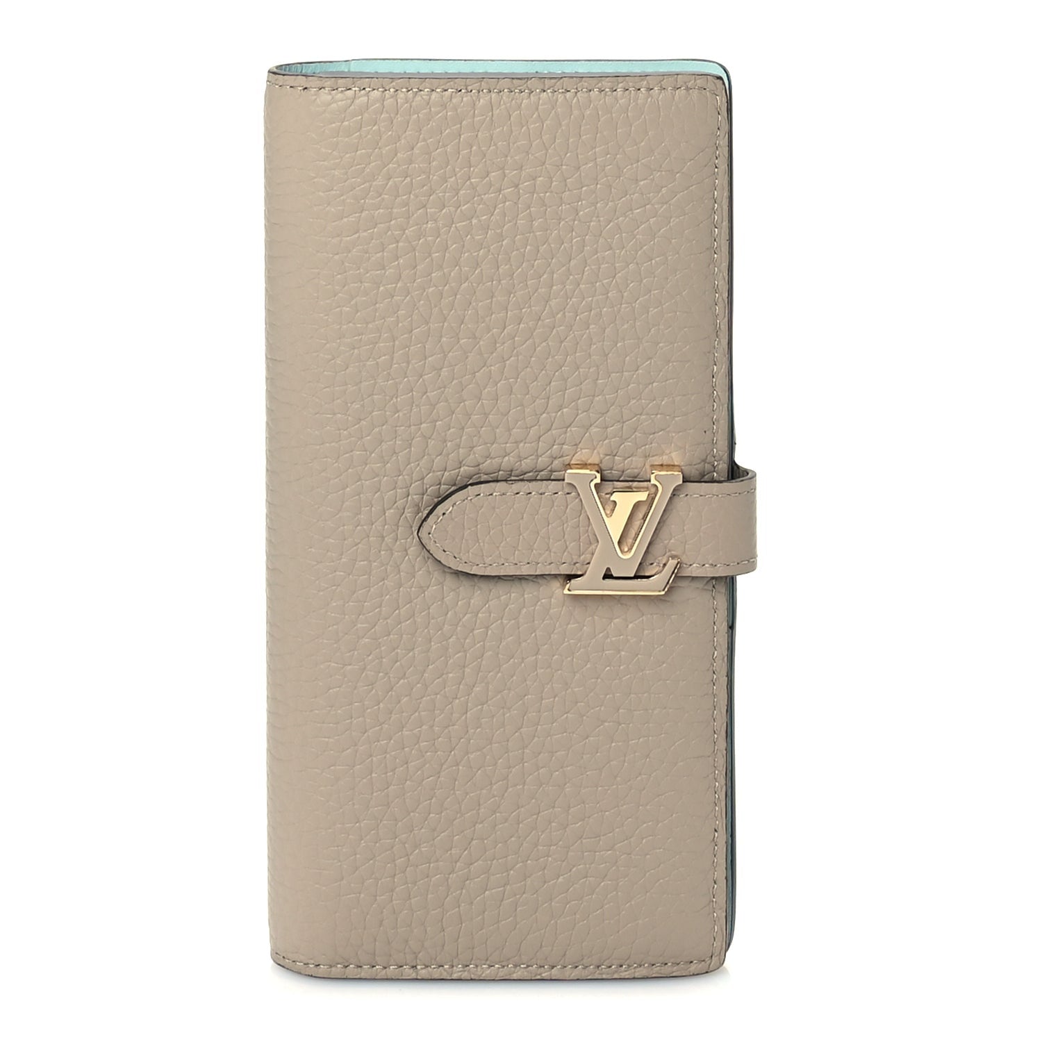 Louis Vuitton Taurillon LV Vertical Capucines Wallet Galet Aquamarine 1 of 7
