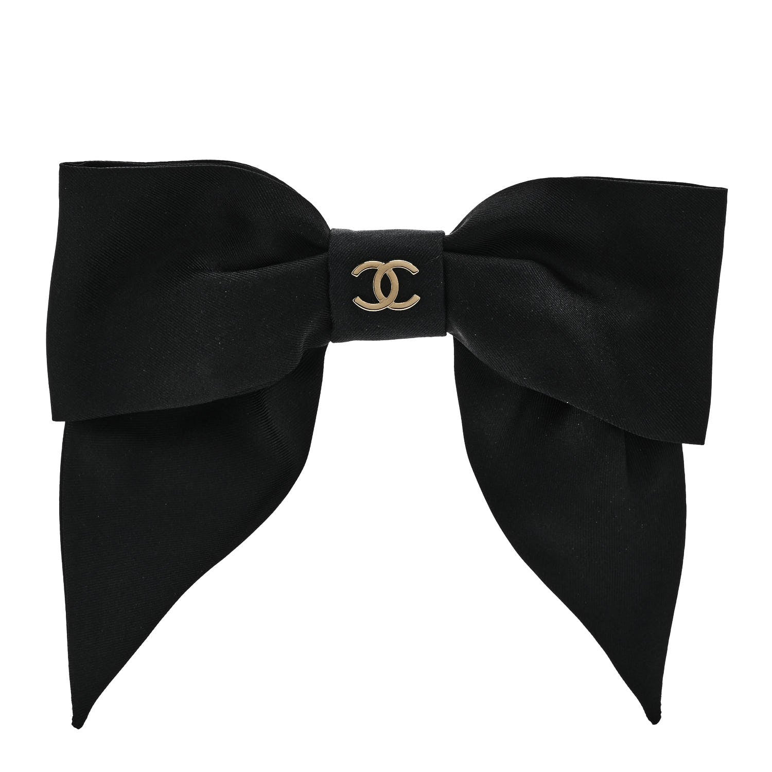 Chanel Silk Bow CC Hair Clip Black 1 of 5