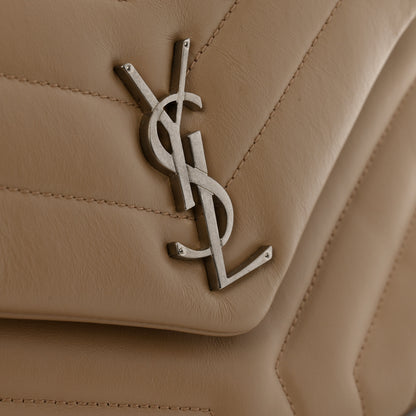 Saint Laurent Calfskin Y Quilted Monogram Small Loulou Chain Satchel Dark Beige 11 of 12