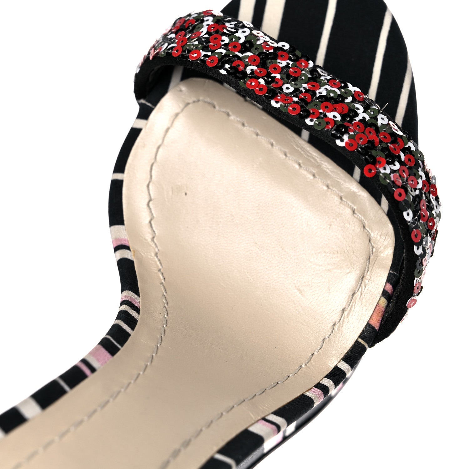 Christian Dior Satin Sequined Striped CD Platform Sandal 39.5 Black Multicolor 15 of 15