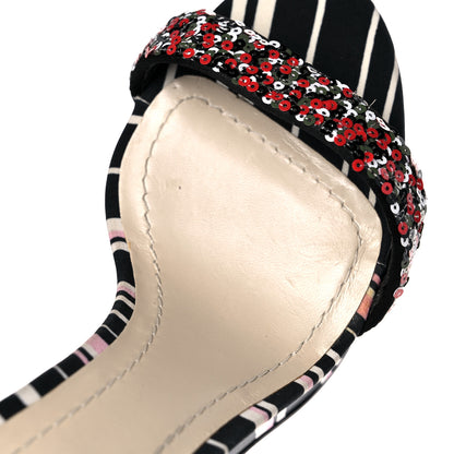 Christian Dior Satin Sequined Striped CD Platform Sandal 39.5 Black Multicolor 15 of 15