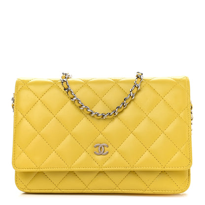 Chanel Lambskin Quilted Wallet on Chain WOC Yellow 1 of 11