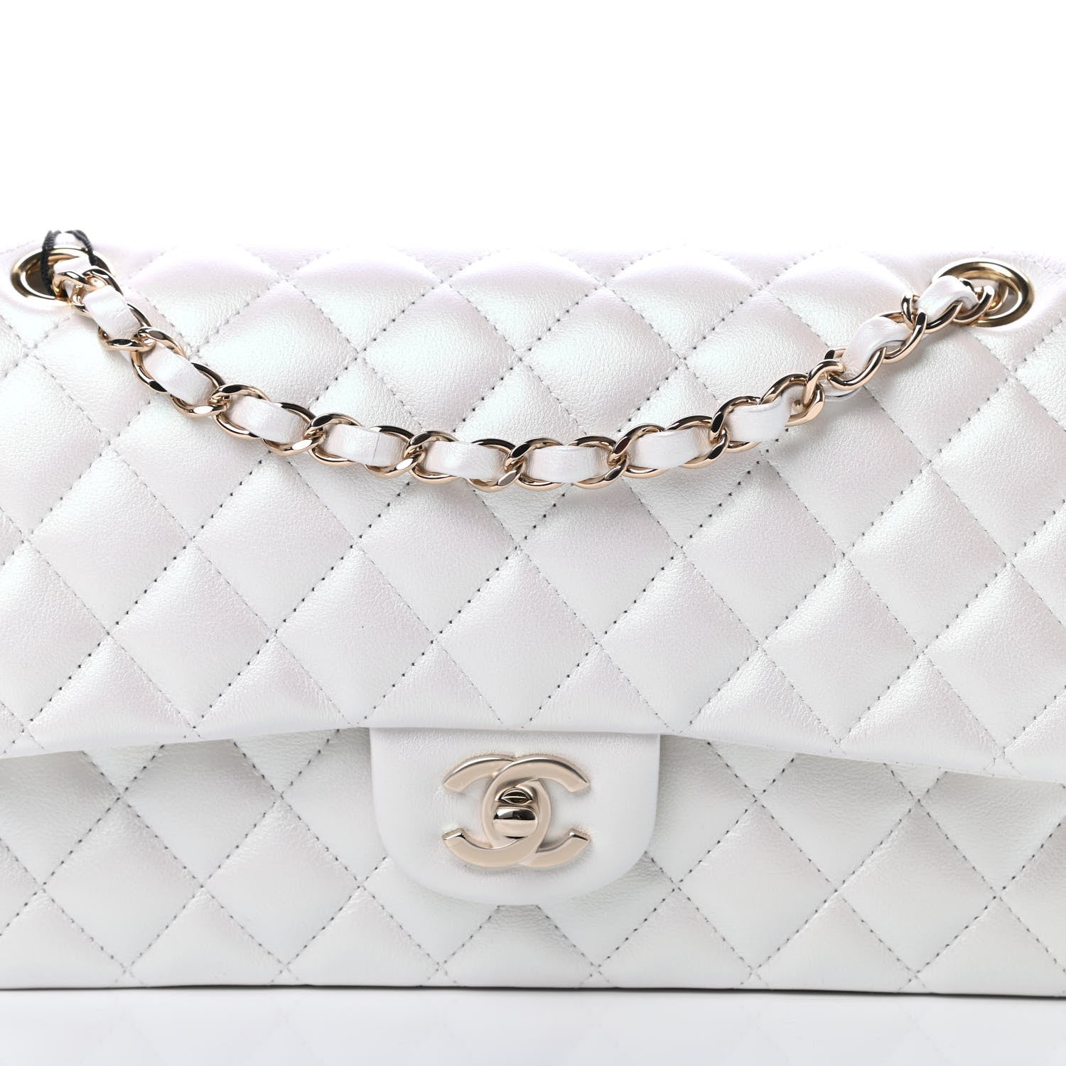 Chanel Iridescent Calfskin Quilted Medium Double Flap White 9 of 12