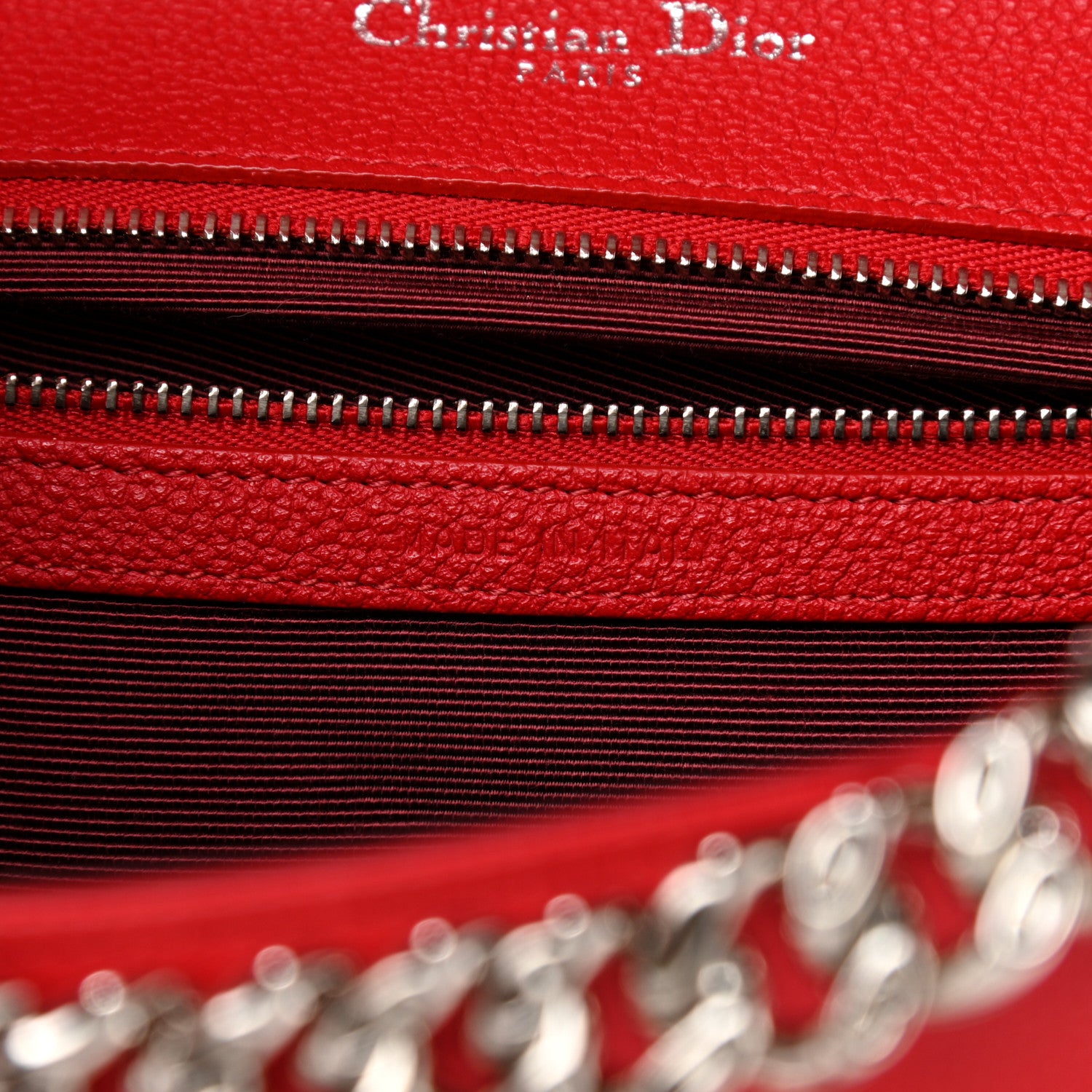 Christian Dior Grained Calfskin Medium Diorama Flap Bag Red 7 of 11