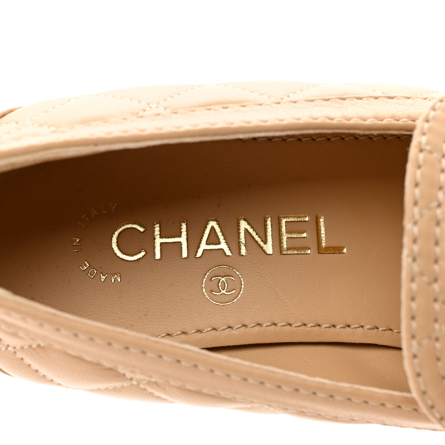 Chanel Lambskin Quilted CC Heart Loafers 38 Beige 7 of 9