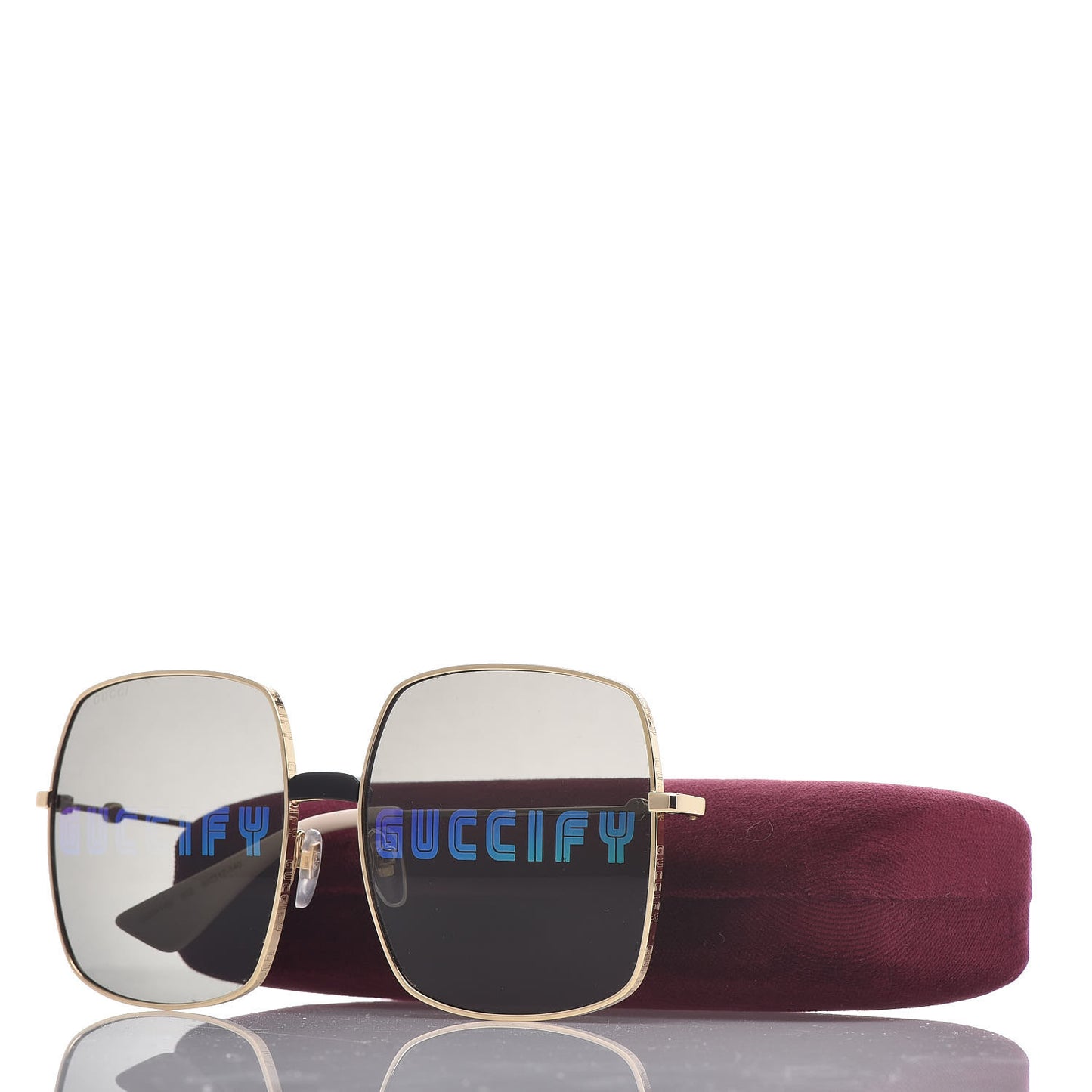 Metal Rectangular Guccify Frame Sunglasses GG0414S Gold