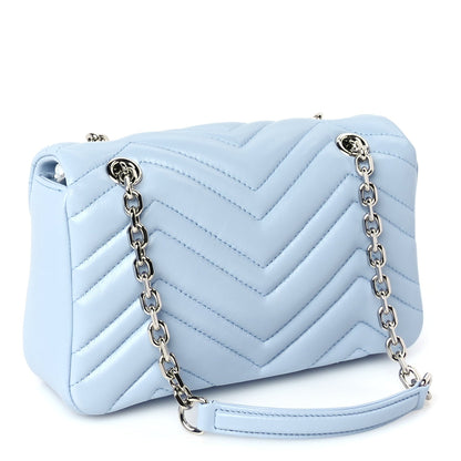 Gucci Lambskin Matelasse Small GG Marmont Shoulder Bag  Porcelain Light Blue 2 of 8