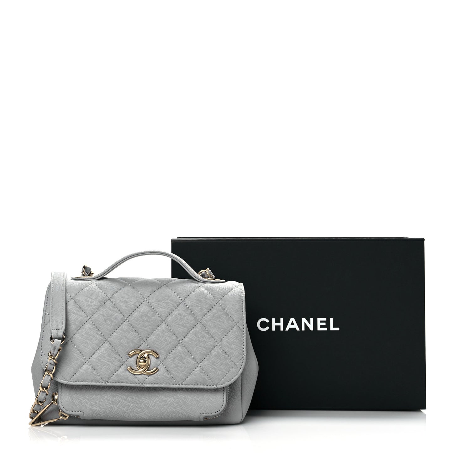 Caviar Quilted Medium Business Affinity Flap Grey