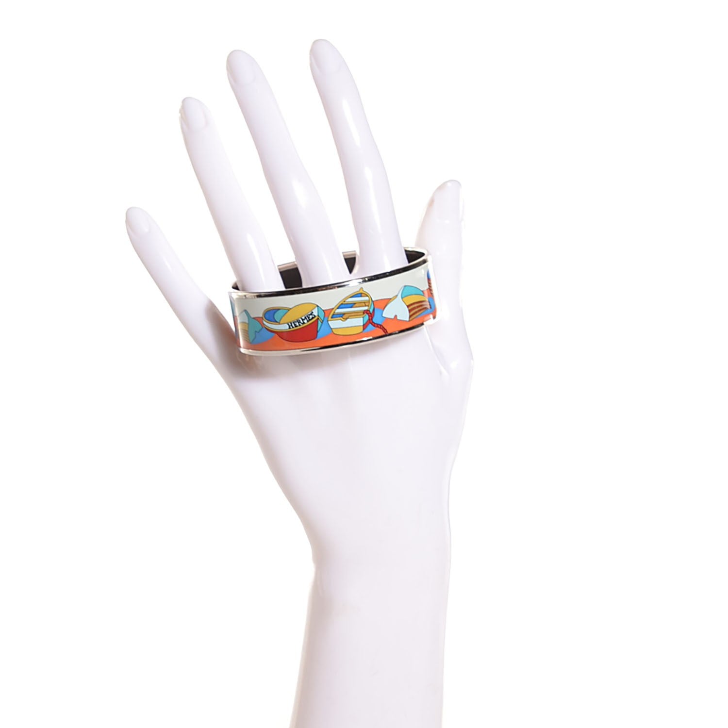 Hermes Enamel Printed Boats Wide Bracelet 62 2 of 5