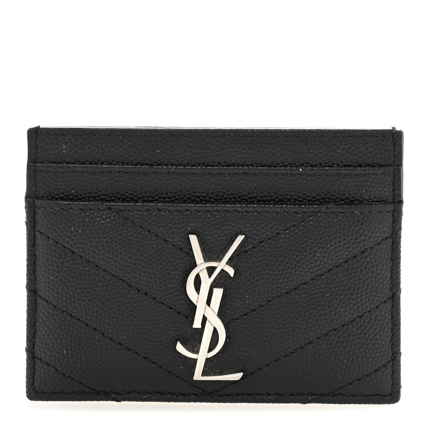 Grain De Poudre Matelasse Chevron Monogram Credit Card Case Black