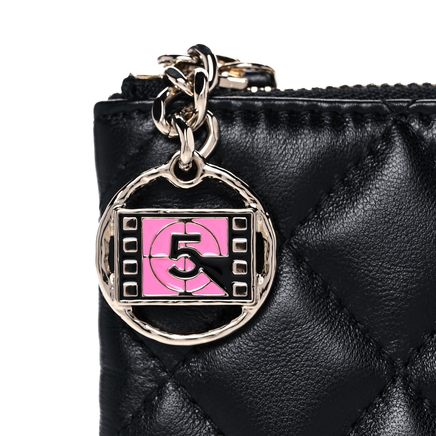 Chanel Lambskin Quilted Small No. 5 Cosmetic Case Black 8 of 11