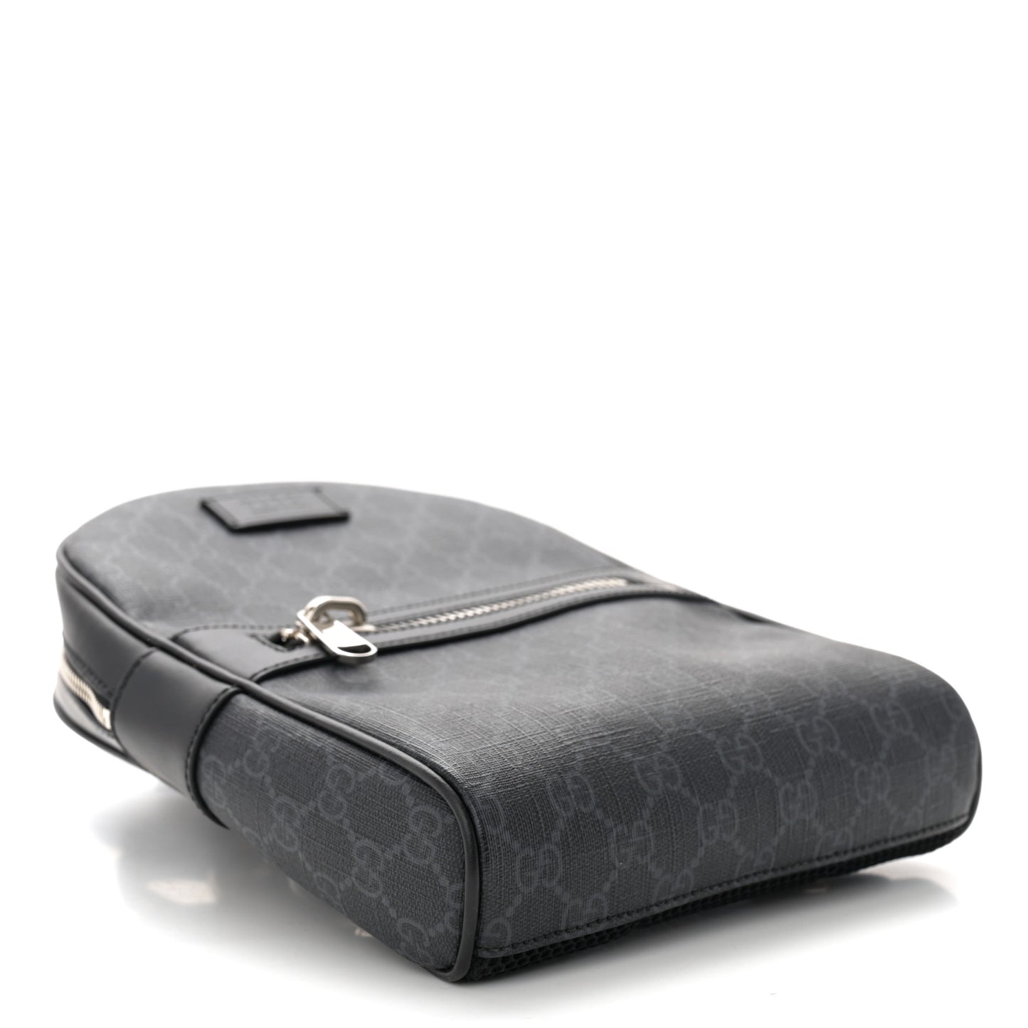 GG Supreme Monogram Calfskin Web Sling Backpack Black Grey