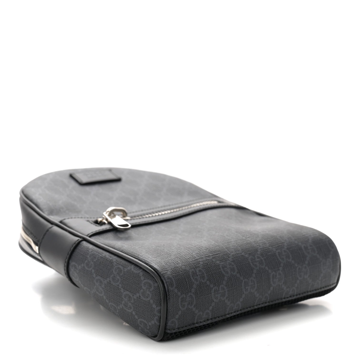 Gucci GG Supreme Monogram Calfskin Web Sling Backpack Black Grey 4 of 10