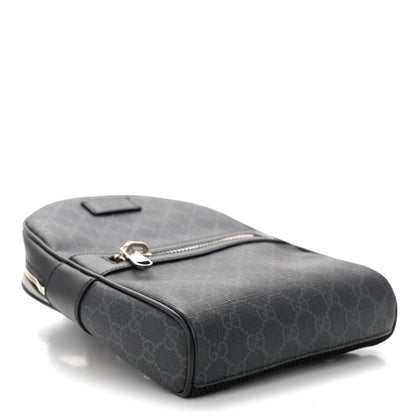 Gucci GG Supreme Monogram Calfskin Web Sling Backpack Black Grey 4 of 10