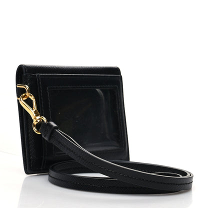 Prada Saffiano Metal Card Holder Wristlet Black 3 of 9