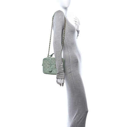 Chanel Caviar Quilted Medium CC Filigree Vanity Case Mint 2 of 15