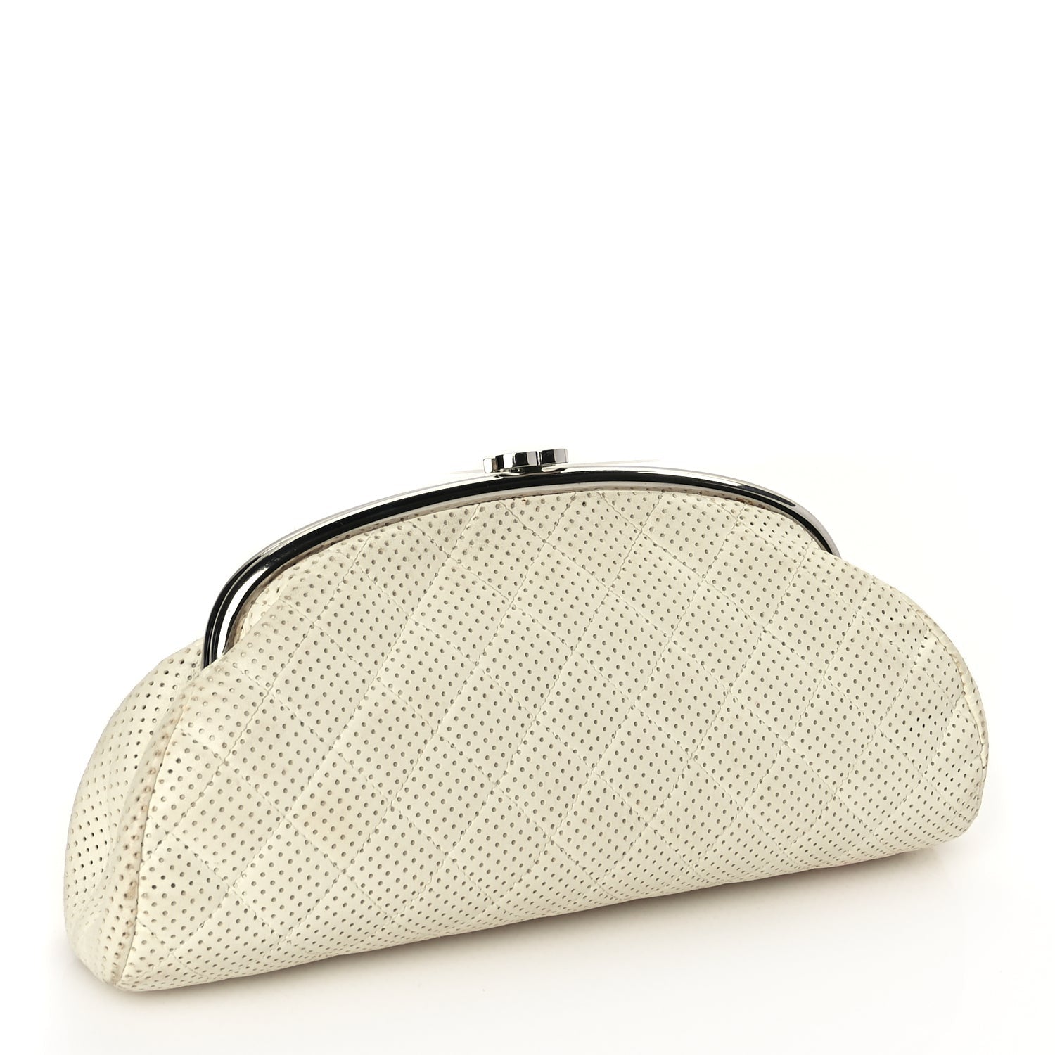 Chanel Lambskin Perforated Timeless Clutch White 3 of 9