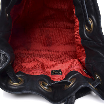 Christian Dior Lambskin Cannage Drawstring Bag Black 5 of 14