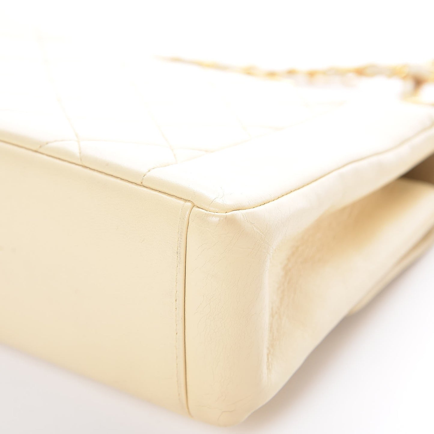 Lambskin Quilted Small Single Flap Beige