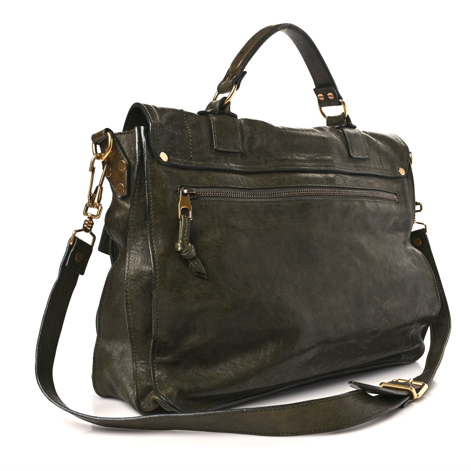 Proenza Schouler Lambskin Medium PS1 Satchel Military 3 of 9