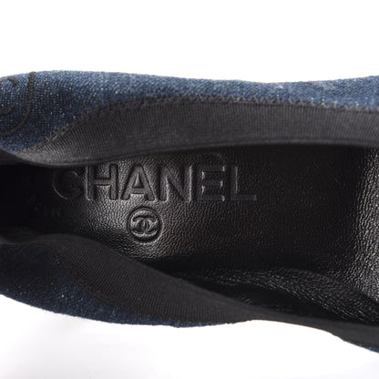 Chanel Denim Patent CC Elastic Stretch Pumps 36.5 Blue Black 10 of 11