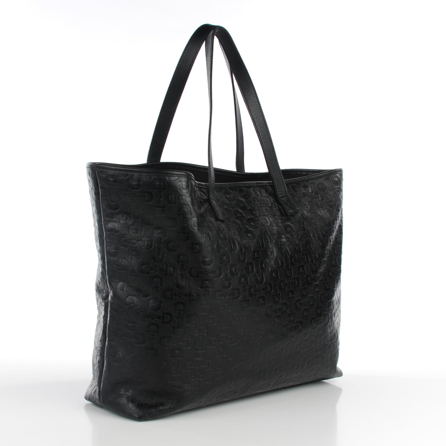 Calfskin Horsebit Embossed Large Tote Black