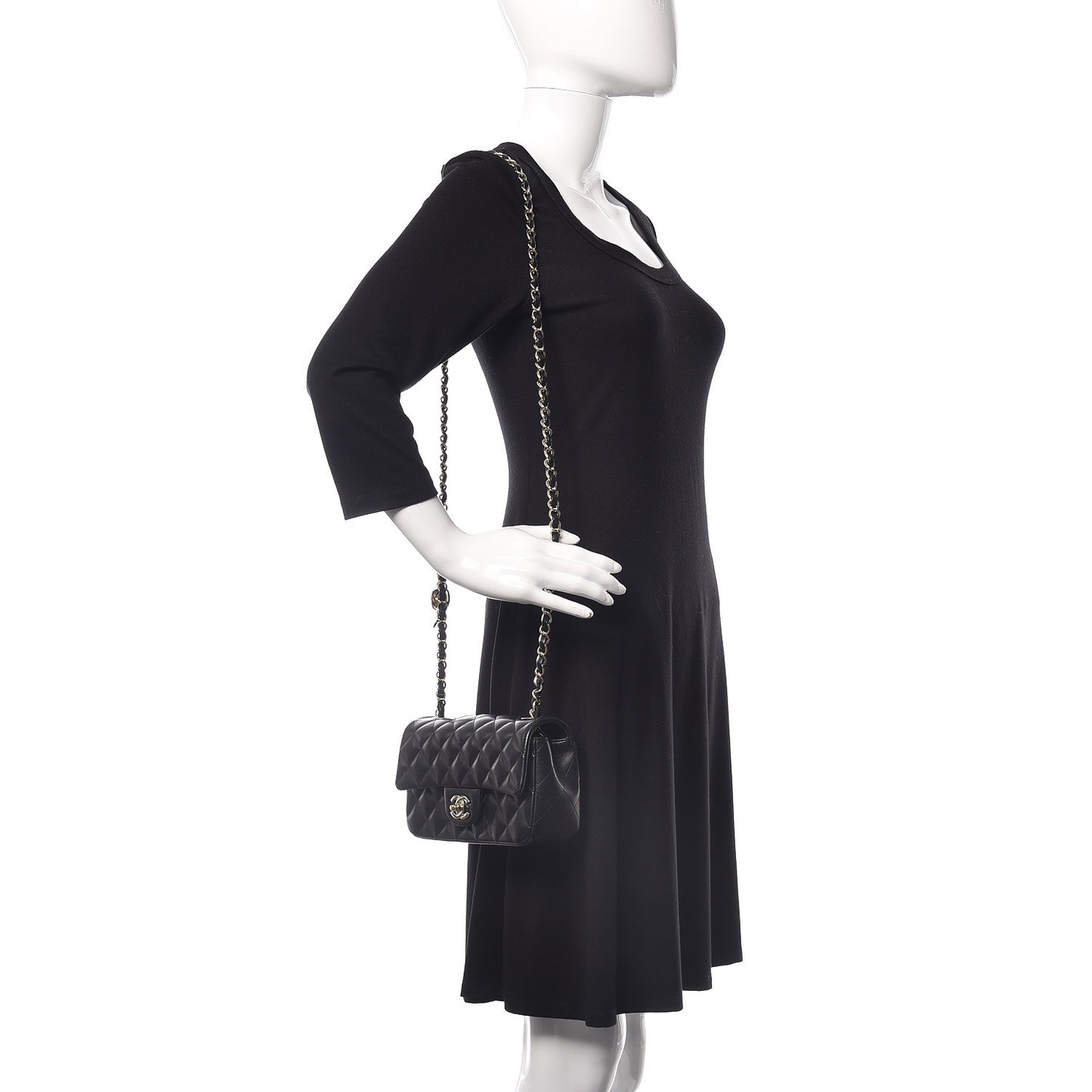 Lambskin Quilted Valentine Charms Mini Rectangular Flap Black