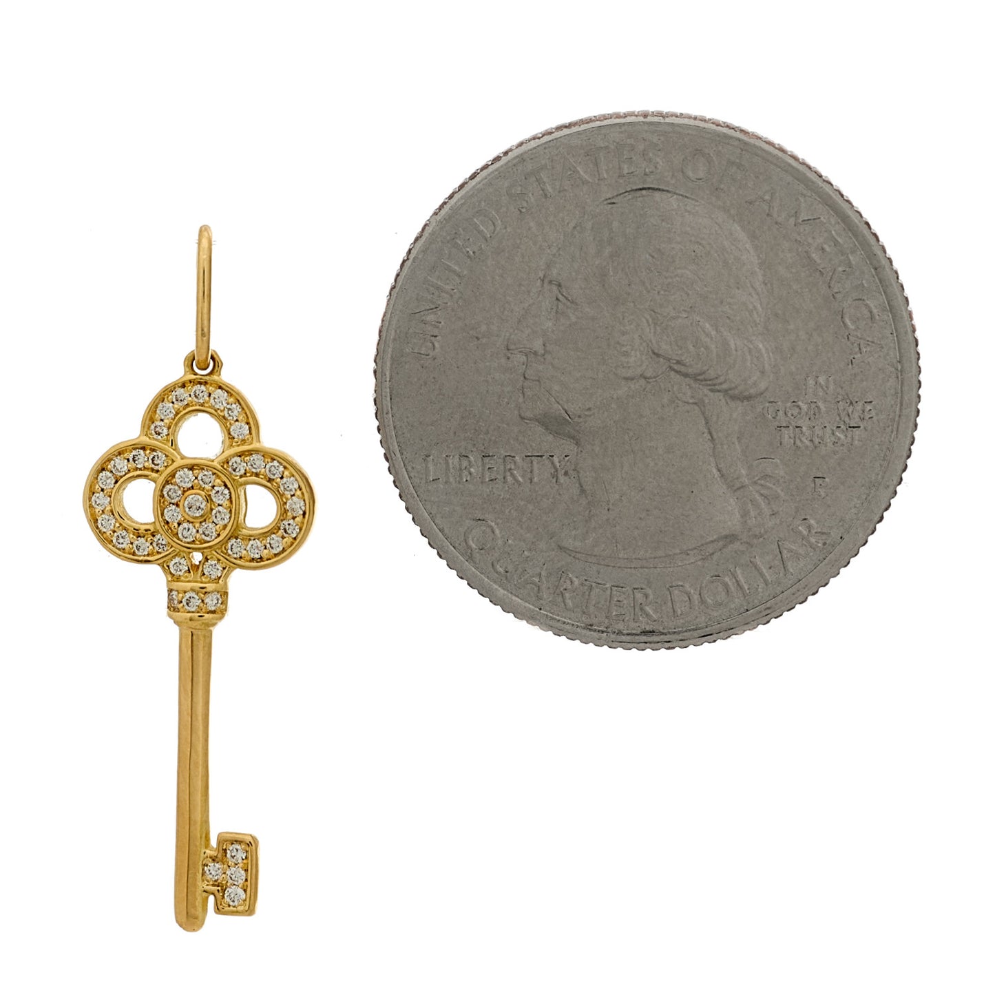 18K Yellow Gold Diamond Mini Crown Key Pendant