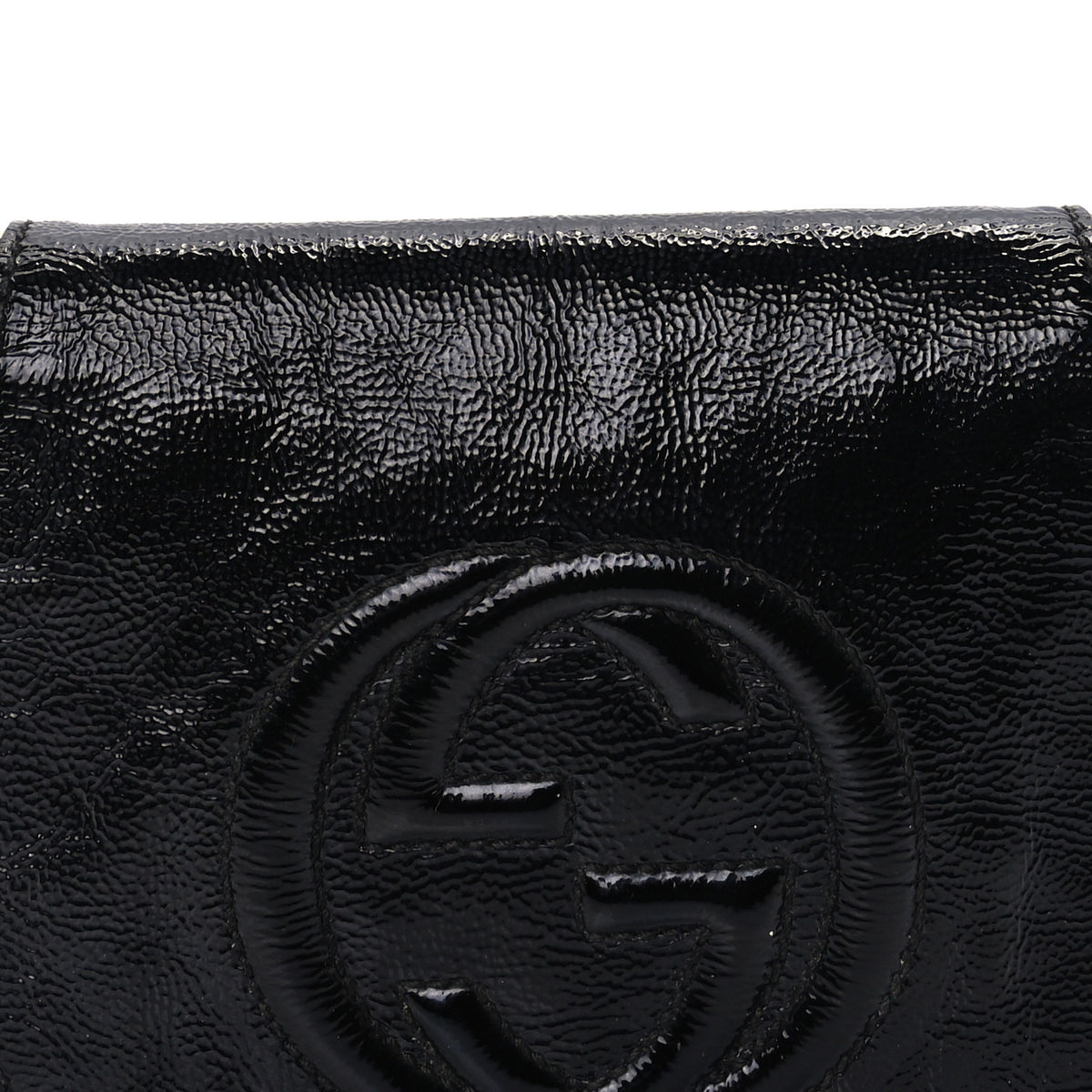 Pebbled Calfskin Small Soho Flap Crossbody Black