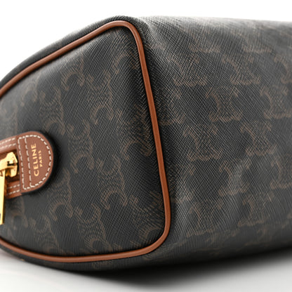 Celine Triomphe Canvas Calfskin Small Boston Bag Tan 9 of 10