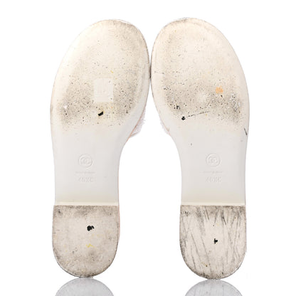 Chanel Tweed Cork CC Chain Mule Sandal 40.5 White 5 of 8