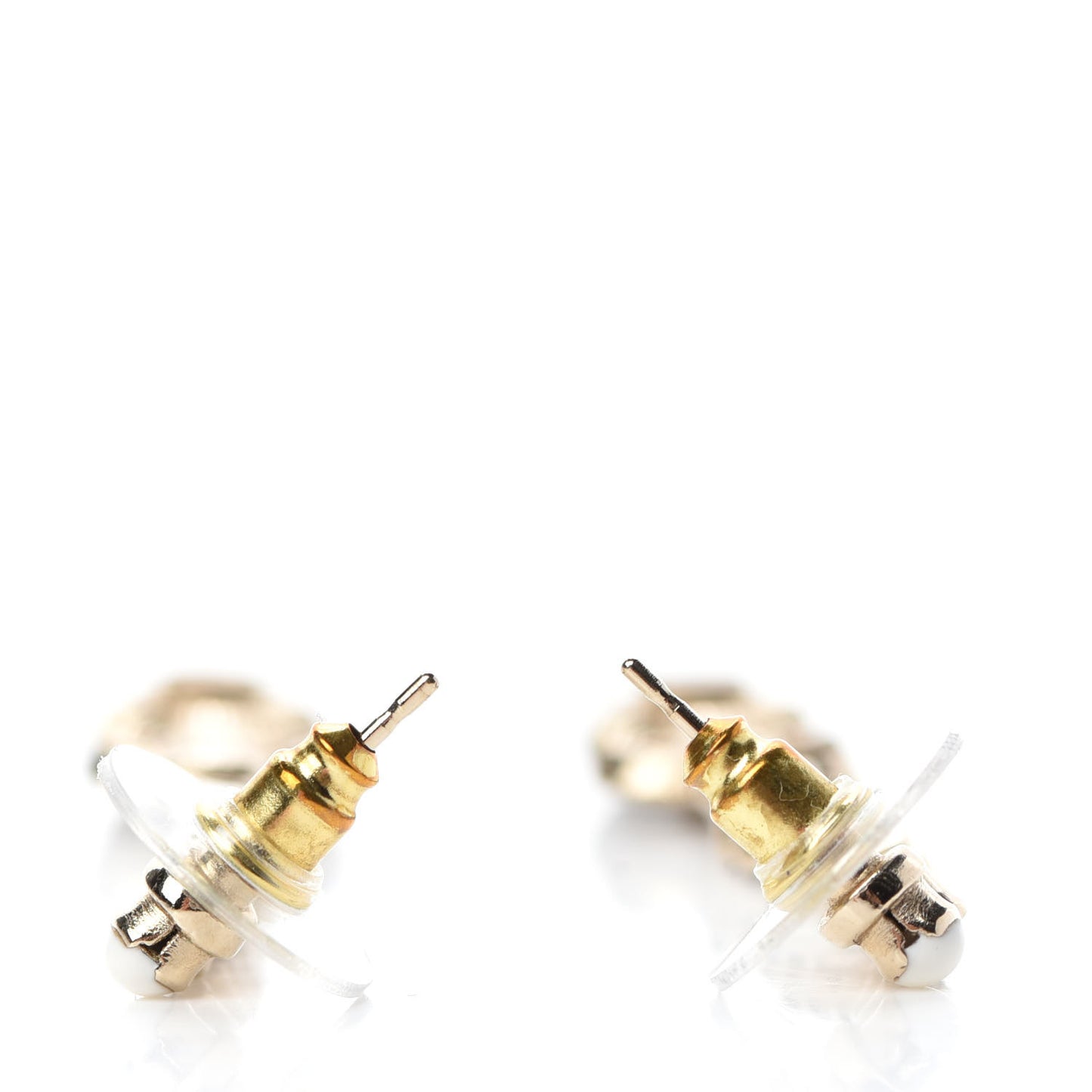 Crystal Enamel Flower CC Drop Earrings Gold White Black