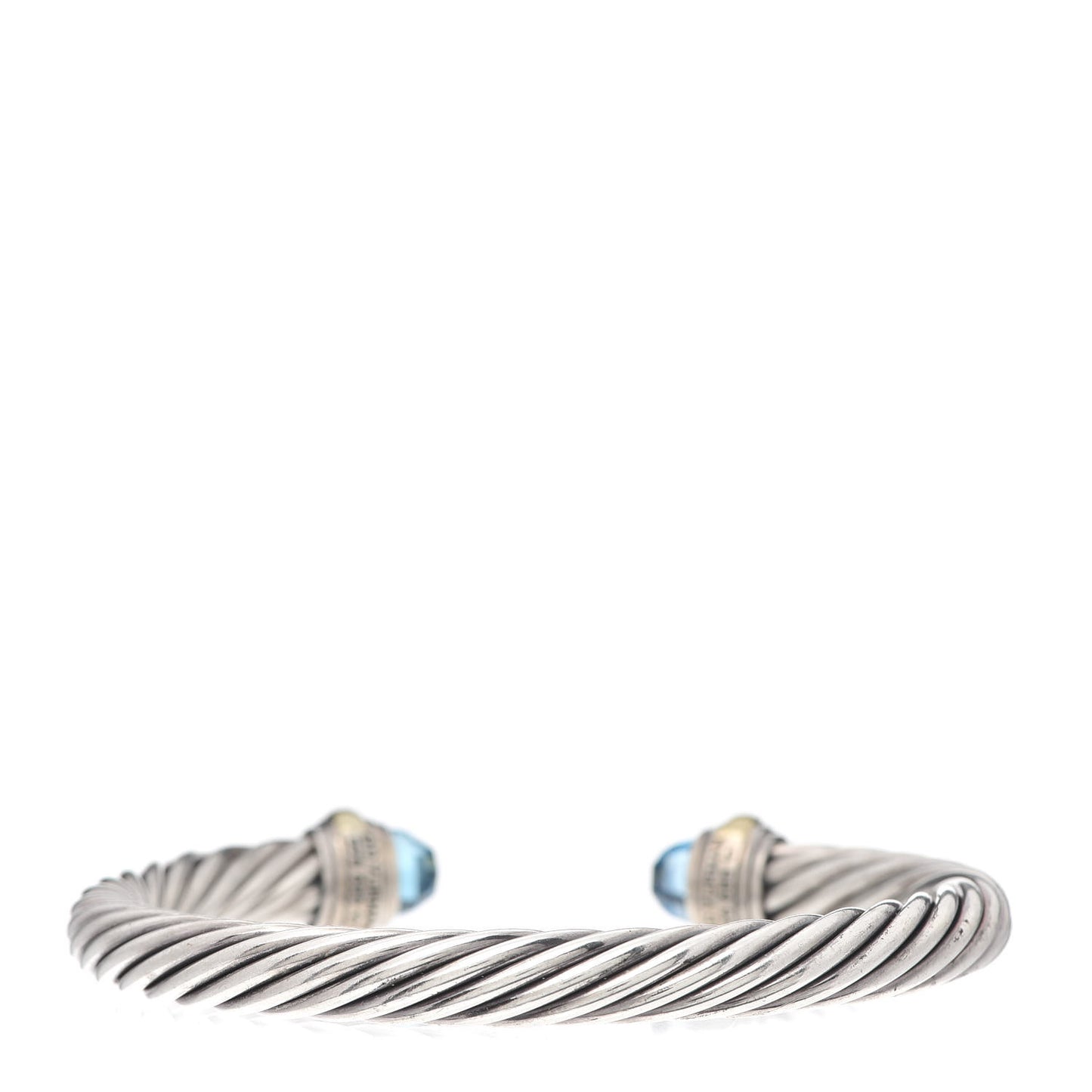 Sterling Silver 14K Yellow Gold Blue Topaz 7mm Cable Classics Bracelet