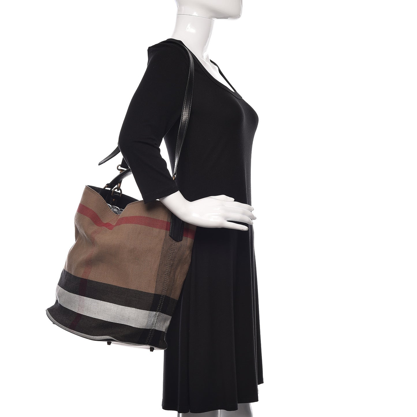 Canvas Mega Check Medium Ashby Hobo Black