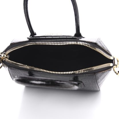 Givenchy Calfskin Crocodile Embossed Small Antigona Black 6 of 10