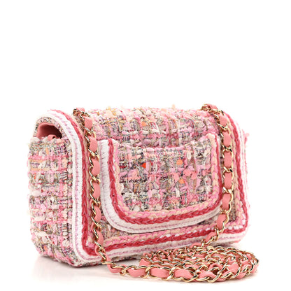 Chanel Tweed Braid Mini Flap White Pink 3 of 14