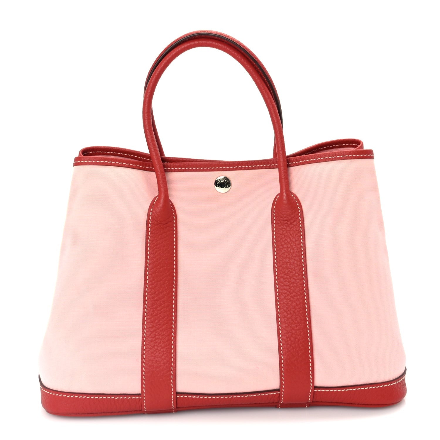 Hermes Toile Militaire Vache Country Garden Party Tote 30  Rose Sakura Rouge Duchesse 1 of 9