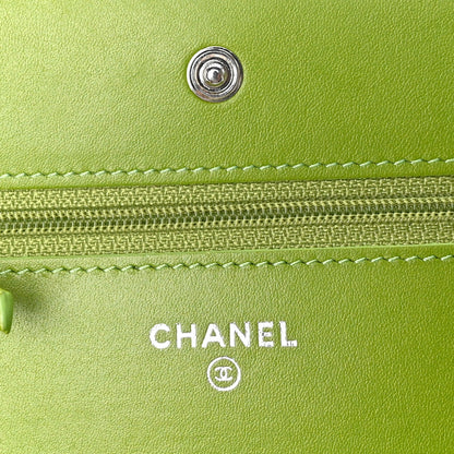 Chanel Velvet Quilted Wallet On Chain WOC Green 5 of 9