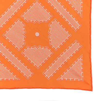 Hermes Silk Gavroche Sellier Pocket Square Scarf Orange White 3 of 5