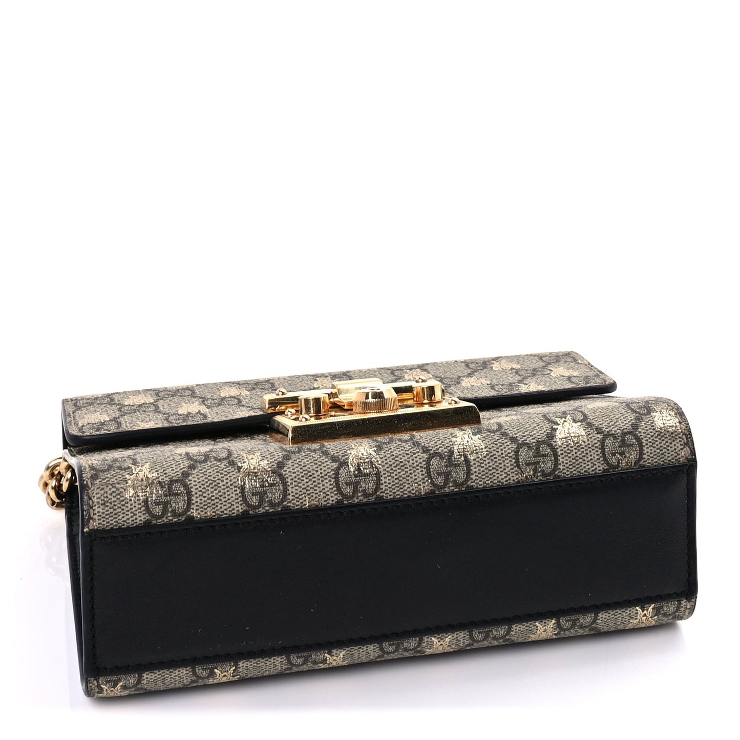 GG Supreme Monogram Bees Small Padlock Shoulder Bag  Black