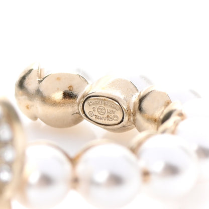 Chanel Crystal Pearl CC No 5 Hoop Drop Earring Gold 4 of 5