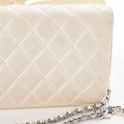 Chanel Lambskin Quilted Butterfly Chain Clutch White 11 of 15