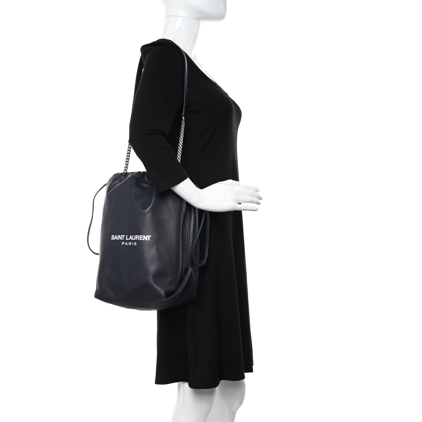 Lambskin Teddy Drawstring Bag Black