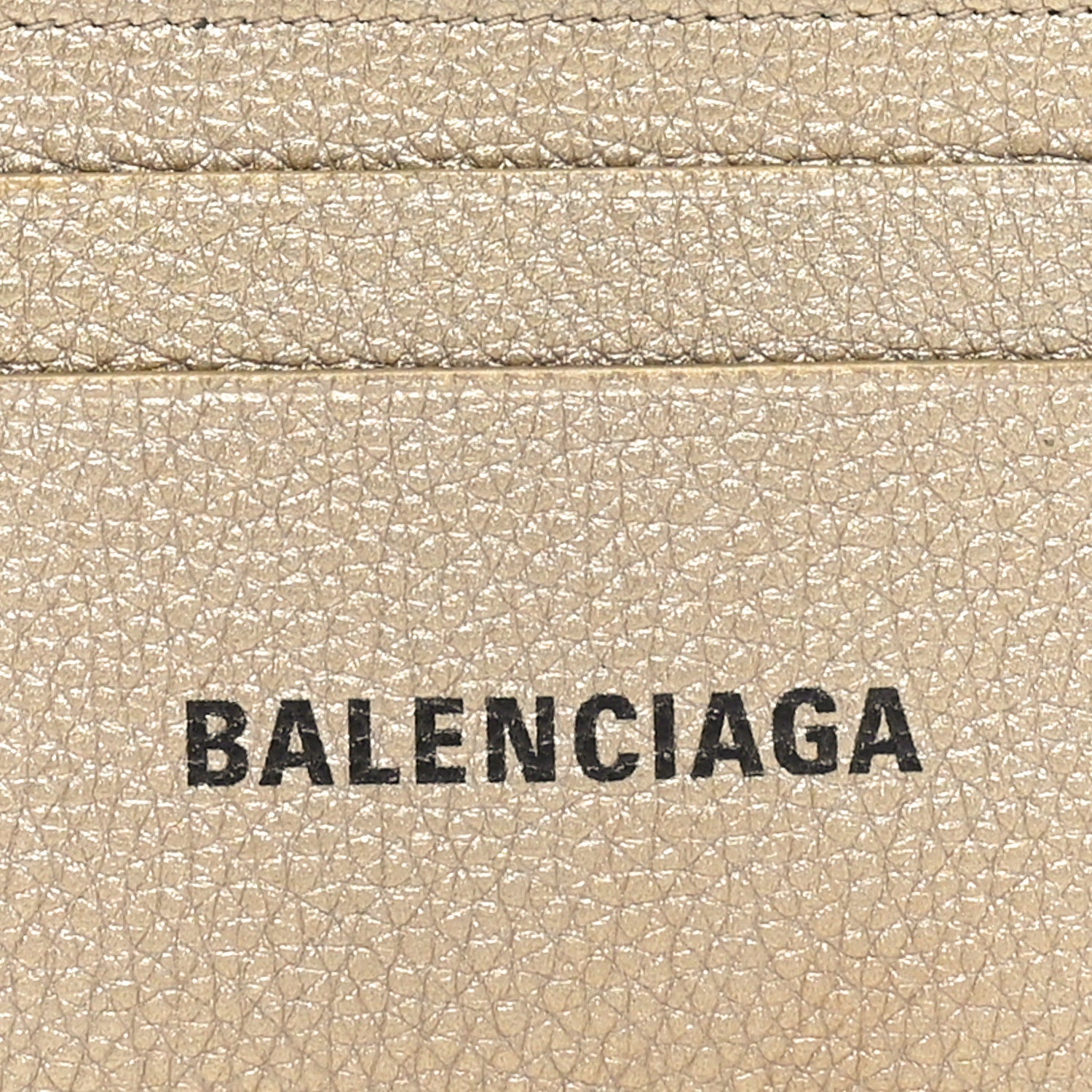 Balenciaga Grained Calfskin Logo Cash Rounded Card Holder Gold Black 5 of 7