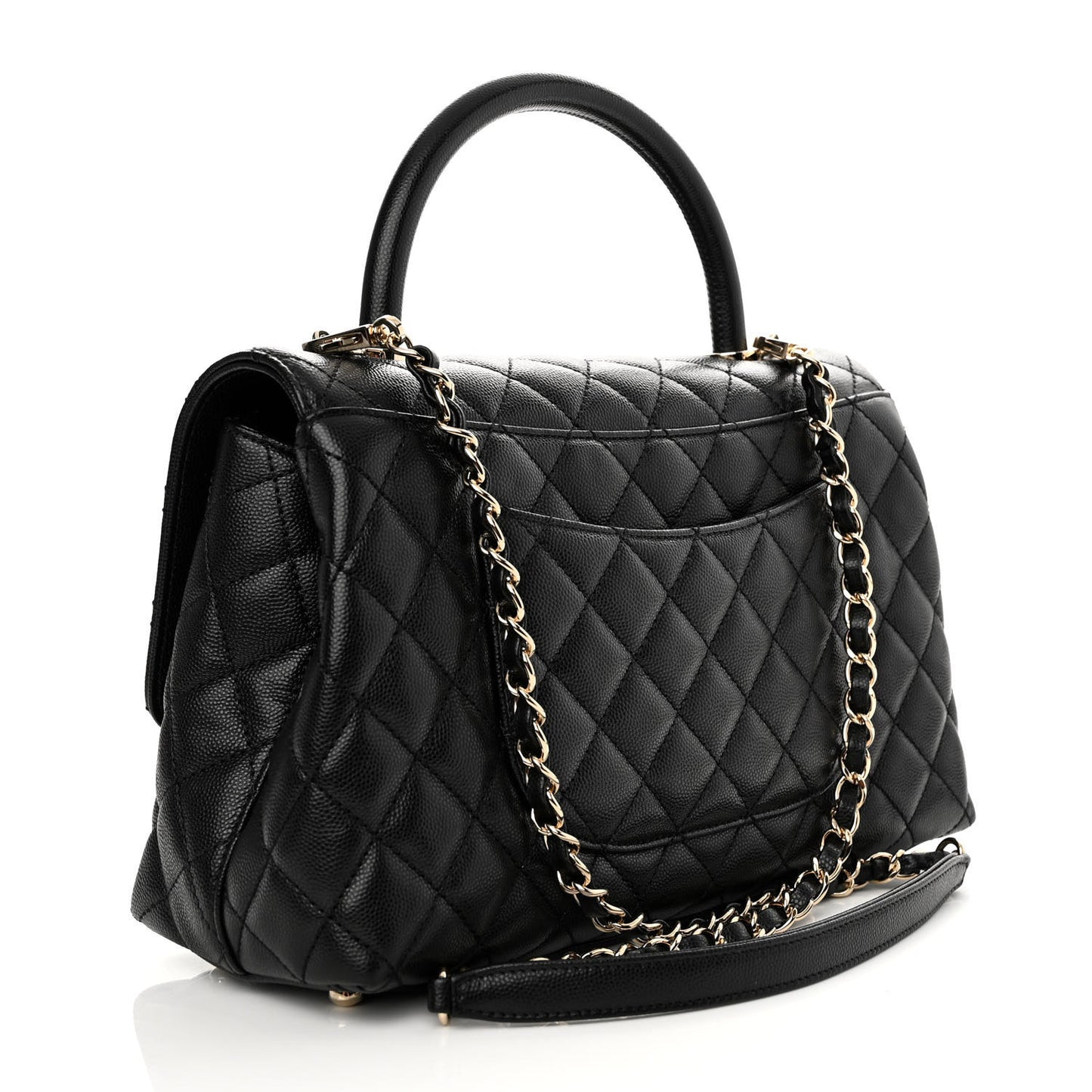 Caviar Quilted Small Coco Handle Flap Black