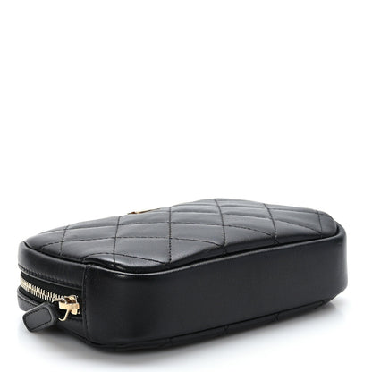 Chanel Lambskin Quilted Small Curvy Pouch Cosmetic Case Black 4 of 9