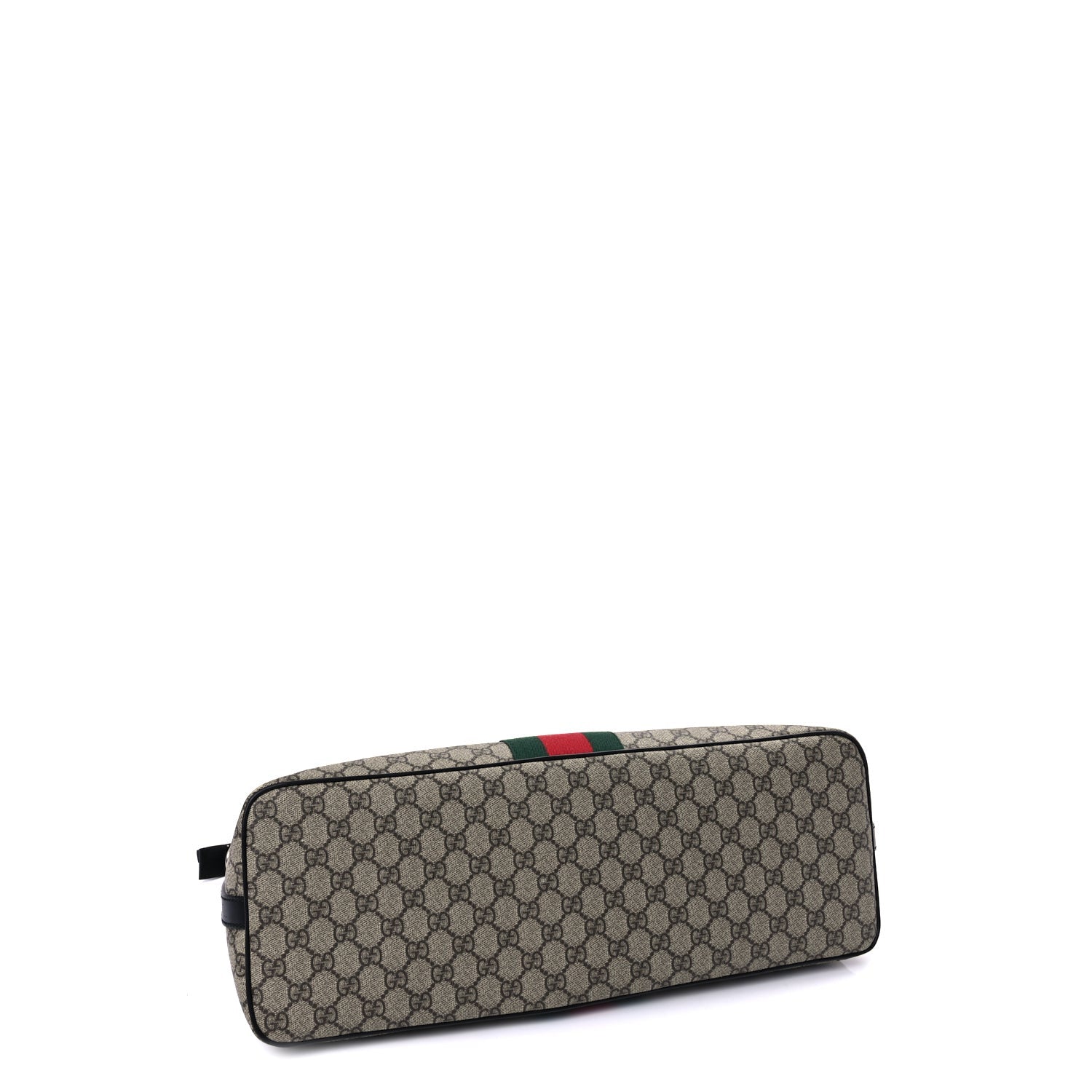 Gucci GG Supreme Monogram Web Medium Zippered Tote  Beige Black 3 of 7